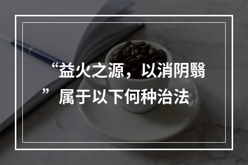 “益火之源，以消阴翳”属于以下何种治法