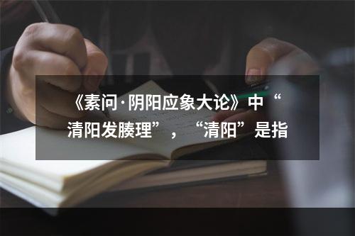 《素问·阴阳应象大论》中“清阳发腠理”，“清阳”是指