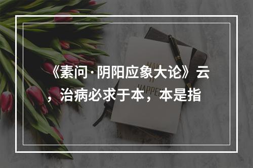 《素问·阴阳应象大论》云，治病必求于本，本是指