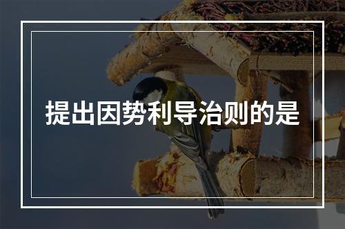 提出因势利导治则的是