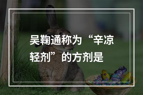 吴鞠通称为“辛凉轻剂”的方剂是