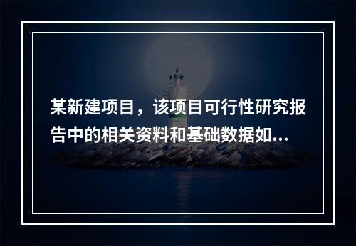 某新建项目，该项目可行性研究报告中的相关资料和基础数据如下：