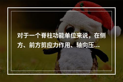 对于一个脊柱功能单位来说，在侧方、前方剪应力作用、轴向压缩