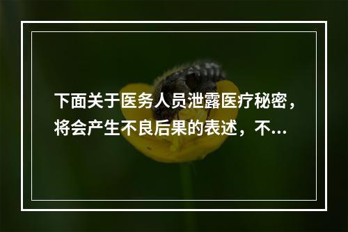 下面关于医务人员泄露医疗秘密，将会产生不良后果的表述，不包括