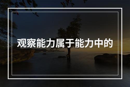 观察能力属于能力中的