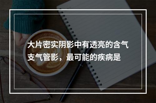 大片密实阴影中有透亮的含气支气管影，最可能的疾病是