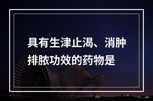 具有生津止渴、消肿排脓功效的药物是