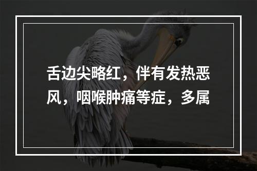 舌边尖略红，伴有发热恶风，咽喉肿痛等症，多属