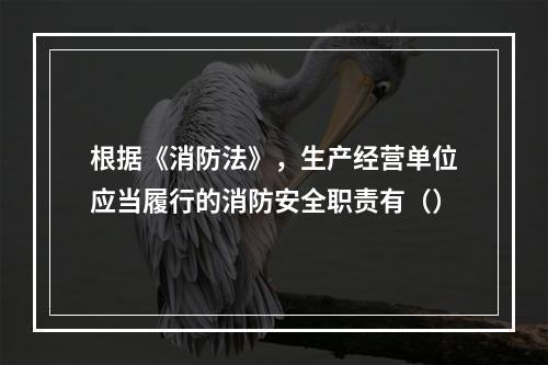 根据《消防法》，生产经营单位应当履行的消防安全职责有（）