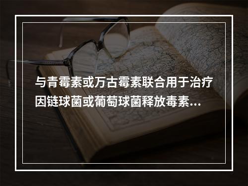 与青霉素或万古霉素联合用于治疗因链球菌或葡萄球菌释放毒素导致