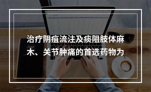 治疗阴疽流注及痰阻肢体麻木、关节肿痛的首选药物为