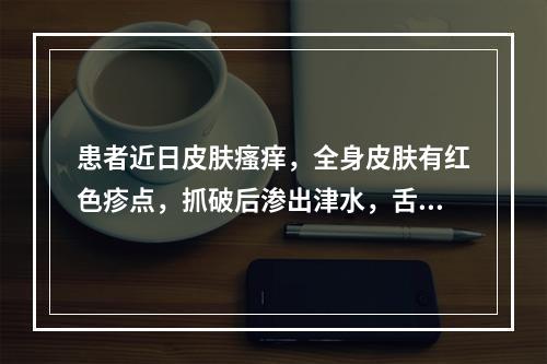 患者近日皮肤瘙痒，全身皮肤有红色疹点，抓破后渗出津水，舌苔薄