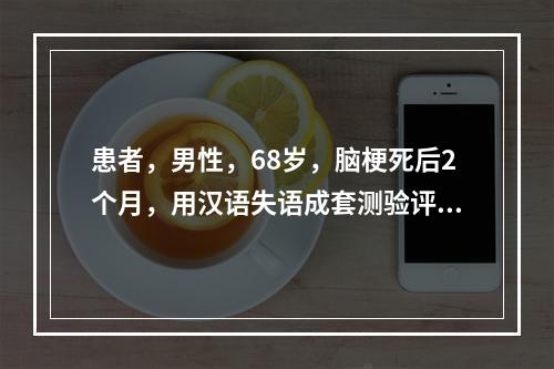 患者，男性，68岁，脑梗死后2个月，用汉语失语成套测验评估