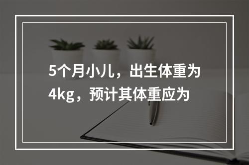 5个月小儿，出生体重为4kg，预计其体重应为