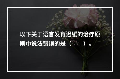 以下关于语言发育迟缓的治疗原则中说法错误的是（　　）。