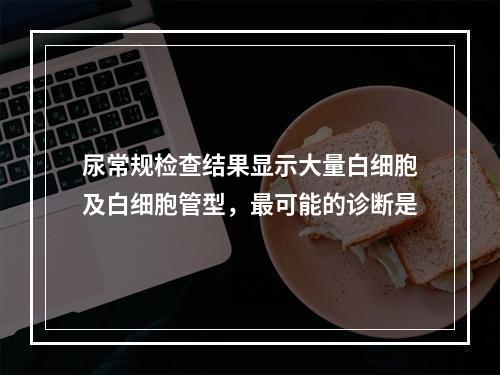 尿常规检查结果显示大量白细胞及白细胞管型，最可能的诊断是