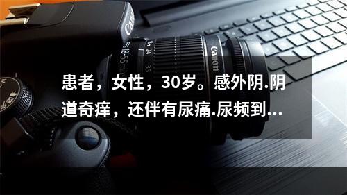 患者，女性，30岁。感外阴.阴道奇痒，还伴有尿痛.尿频到医院