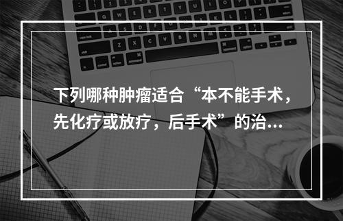 下列哪种肿瘤适合“本不能手术，先化疗或放疗，后手术”的治疗模