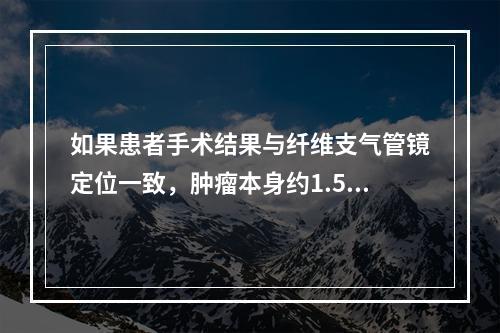 如果患者手术结果与纤维支气管镜定位一致，肿瘤本身约1.5cm