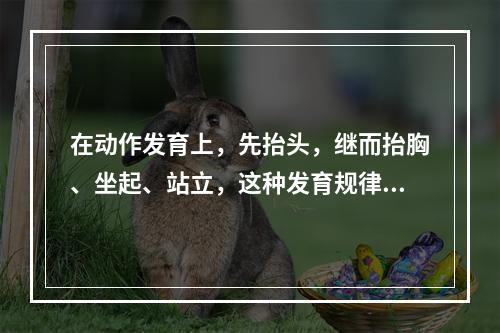 在动作发育上，先抬头，继而抬胸、坐起、站立，这种发育规律是（