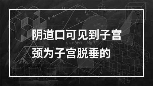 阴道口可见到子宫颈为子宫脱垂的