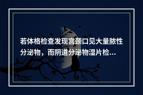 若体格检查发现宫颈口见大量脓性分泌物，而阴道分泌物湿片检查未