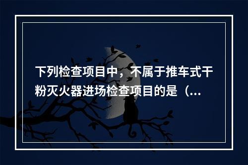 下列检查项目中，不属于推车式干粉灭火器进场检查项目的是（　）