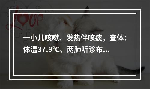 一小儿咳嗽、发热伴咳痰，查体：体温37.9℃、两肺听诊布满