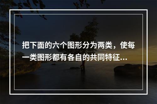 把下面的六个图形分为两类，使每一类图形都有各自的共同特征或