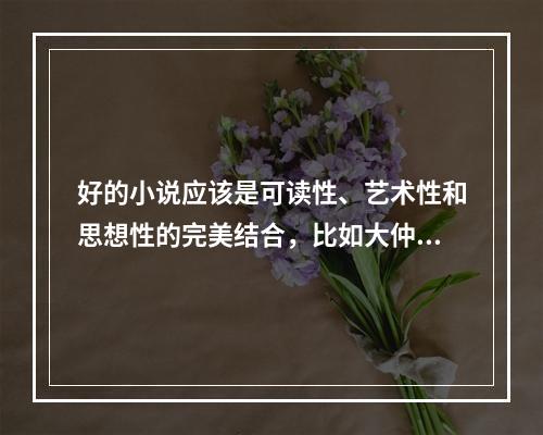 好的小说应该是可读性、艺术性和思想性的完美结合，比如大仲马