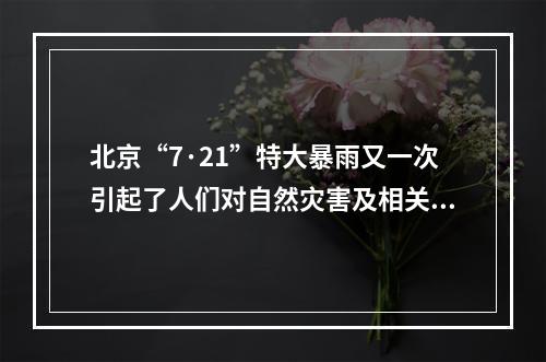 北京“7·21”特大暴雨又一次引起了人们对自然灾害及相关防御