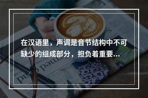 在汉语里，声调是音节结构中不可缺少的组成部分，担负着重要的辨