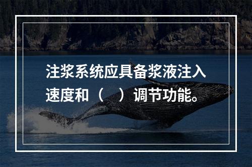 注浆系统应具备浆液注入速度和（　）调节功能。