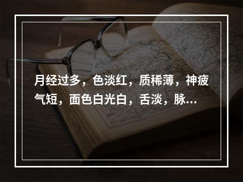 月经过多，色淡红，质稀薄，神疲气短，面色白光白，舌淡，脉细缓