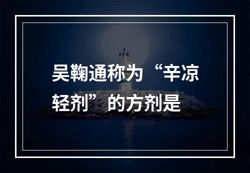 吴鞠通称为“辛凉轻剂”的方剂是