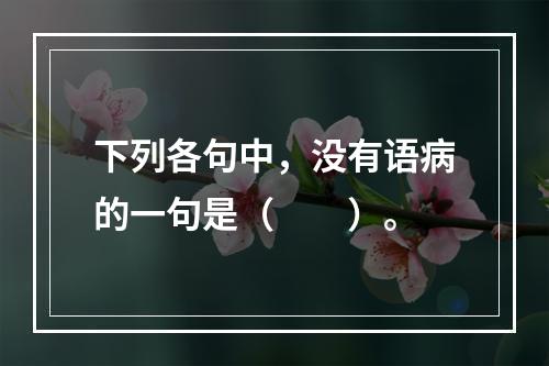 下列各句中，没有语病的一句是（　　）。