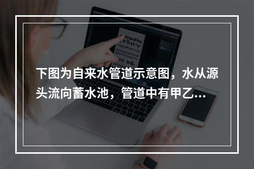 下图为自来水管道示意图，水从源头流向蓄水池，管道中有甲乙丙丁