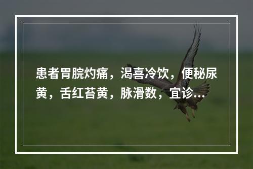 患者胃脘灼痛，渴喜冷饮，便秘尿黄，舌红苔黄，脉滑数，宜诊为