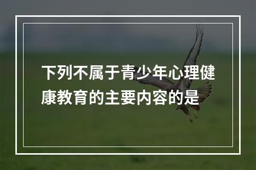 下列不属于青少年心理健康教育的主要内容的是