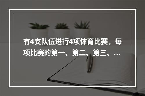 有4支队伍进行4项体育比赛，每项比赛的第一、第二、第三、第四