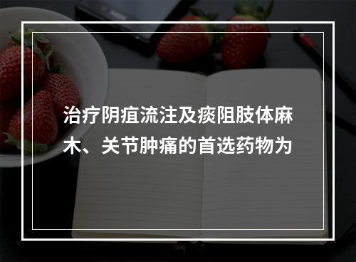 治疗阴疽流注及痰阻肢体麻木、关节肿痛的首选药物为