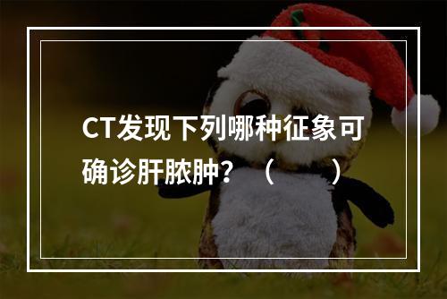 CT发现下列哪种征象可确诊肝脓肿？（　　）