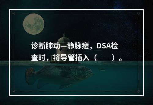 诊断肺动—静脉瘘，DSA检查时，将导管插入（　　）。