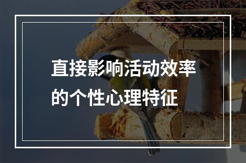 直接影响活动效率的个性心理特征