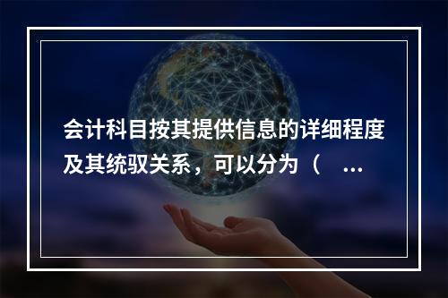 会计科目按其提供信息的详细程度及其统驭关系，可以分为（　　）