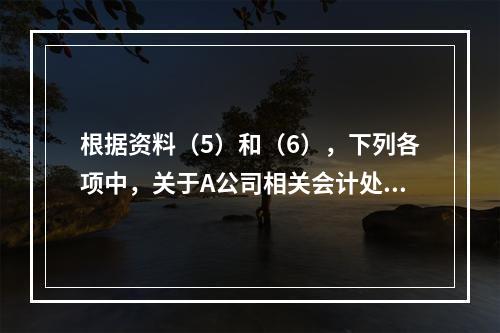 根据资料（5）和（6），下列各项中，关于A公司相关会计处理结