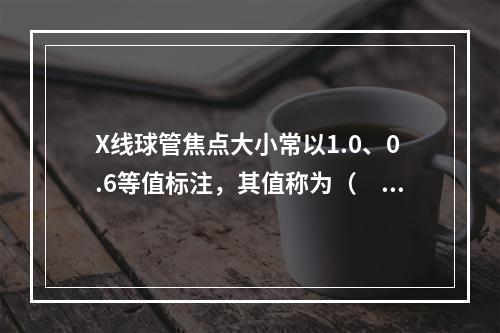 X线球管焦点大小常以1.0、0.6等值标注，其值称为（　　