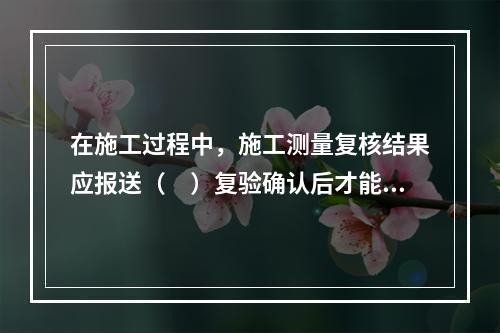 在施工过程中，施工测量复核结果应报送（　）复验确认后才能进行