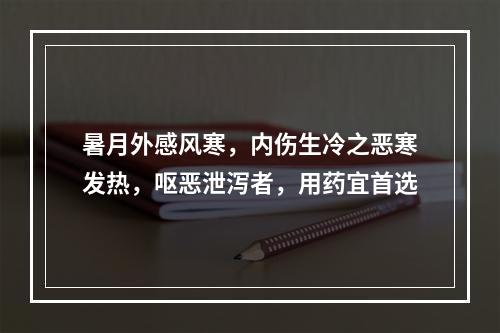 暑月外感风寒，内伤生冷之恶寒发热，呕恶泄泻者，用药宜首选