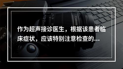 作为超声接诊医生，根据该患者临床症状，应该特别注意检查的脏器